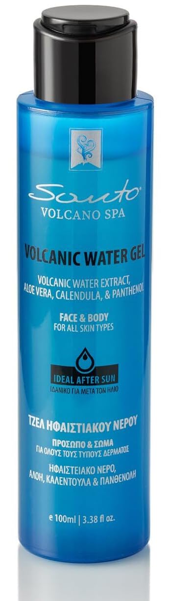 Santo Volcano Volcanic Water Gel 100ml – Soothing & Hydrating Hydro Gel Moisturizer for Face & Body – Reduces Redness, Itchiness, Irritation and Sunburn