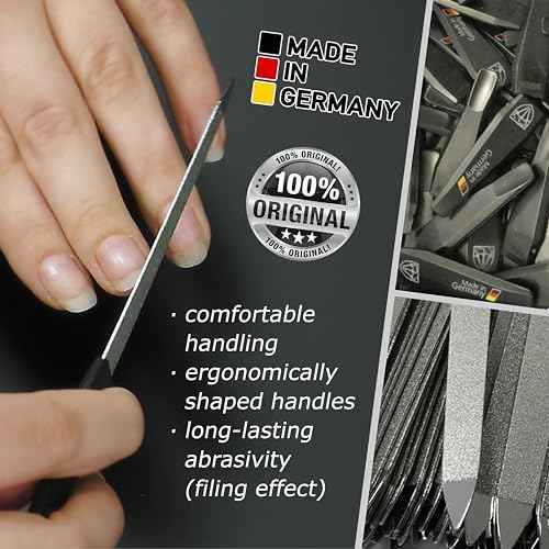 3 Swords Germany - Brand Quality Sapphire Metal Nail File Set (5 pcs.) with 3-Way Nail Buffer (1 pc.), Manicure Pedicure Finger & Toe Nail Care - Made in Solingen Germany (671)
