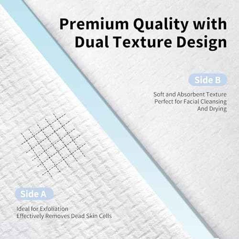 Disposable Face Towels, Ultra Soft Biodegradable Dry Wipes, 10x10'' 50 Count Large Towelettes for Cleansing, Makeup Remover, Skincare, Sensitive Skin, Nursing, Travel