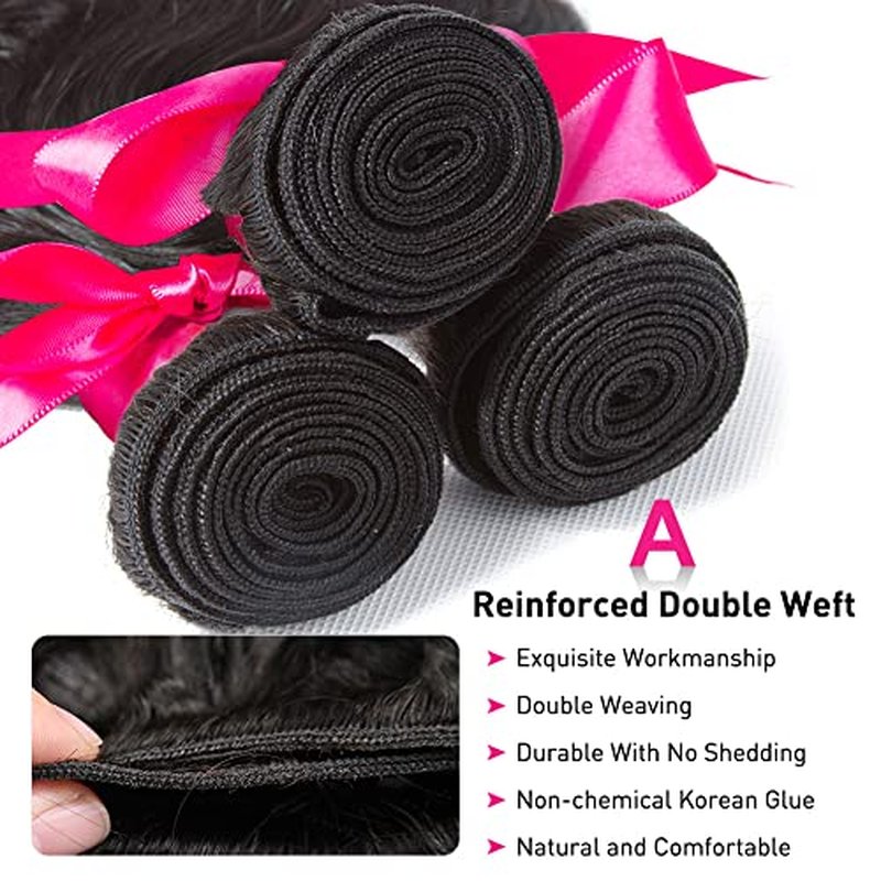 Flady Hair 10A Brazilian Body Wave Virgin Hair 3 Bundles 14 16 18inch Unprocessed Virgin Human Hair Weave Bundles Natural Black Remy Hair