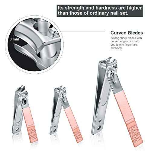 Manicure Set, Travel Mini Nail Clippers Kit Pedicure Care Tools, 10pcs Stainless Steel Grooming kit (Pink)