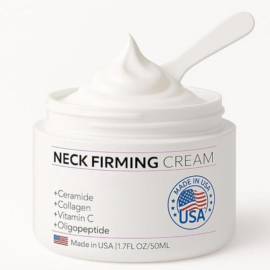 Neck Firming Cream with Collagen & Hyaluronic Acid - Made in USA, Anti-Aging Moisturizer Neck Cream for Tightening and Lifting, Women Facial Skin Care Wrinkle Cream for Face Neck Décolleté-1.7 fl.oz