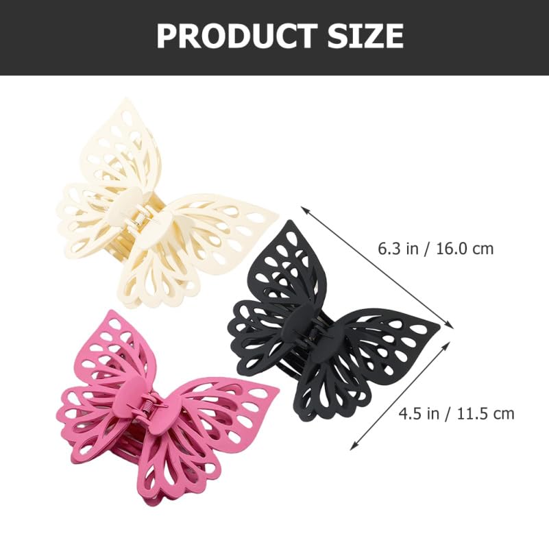 KALLORY Large Butterfly Hair Clips - 3 Stylish Jaw Clips for Thick & Fine Hair | Perfect for Everyday & Special Occasions