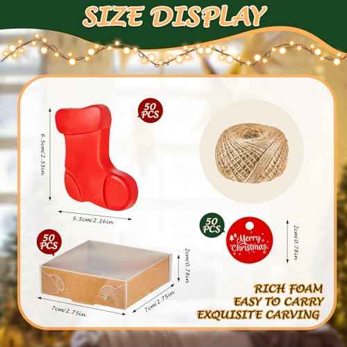 Maxcheck 50 Sets Christmas Bar Soap Gift Set Christmas Handmade Soaps Tree Socks Gingerbread Snowflakes Body Soaps with Exquisite Box Christmas Stocking Stuffers Gifts for Guests (Christmas Socks)