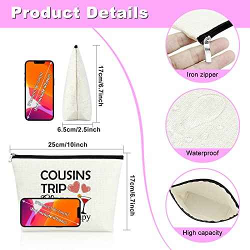 Cousin Makeup Bags for Women 2 Pieces Cousins Trip Gifts Bags Bulk Inspirational Gift for Cousin Gifts from Cousins Funny Gifts for Cousin Cosmetic Bag Female Friendship Weekend Gifts Birthday Gift