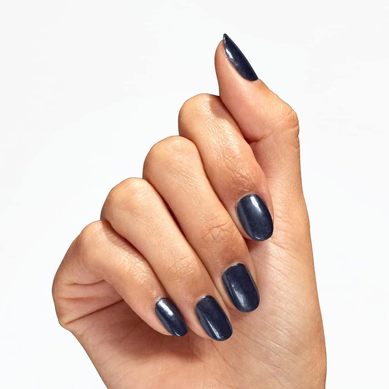 OPI Nail Lacquer Midnight Mantra | Opaque Dark Blue Crème Chip Resistant Nail Polish | Fast Drying, Streak Free