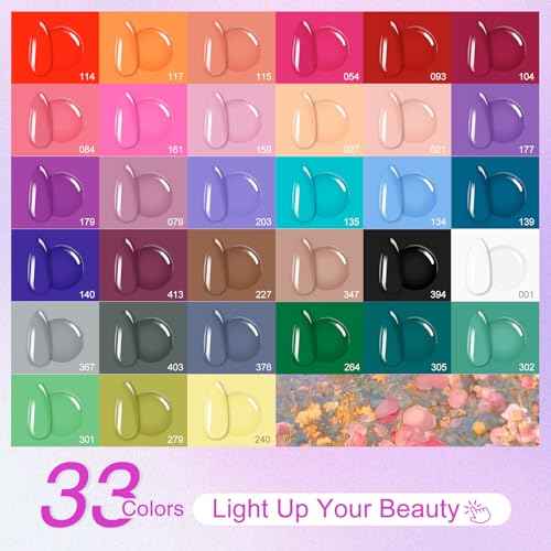 33 Colors Gel Nail Polish Kit With UV Light, 76 Pcs Nail Pink Nude Green Blue Gel Nail Polish Set 168W Nail Lamp, No Wipe Base Top Coat & Manicure Tools Starter Kit DIY Home Salon Gifts