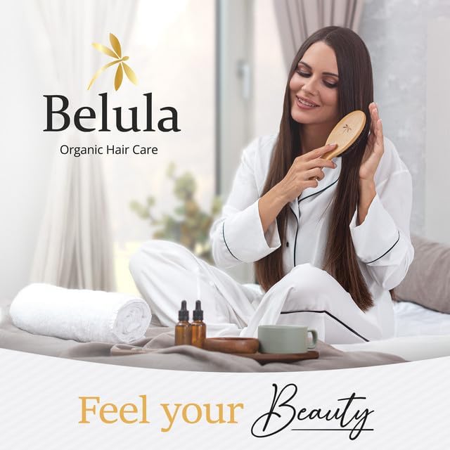 Belula Boar Bristle Hair Brush - Detangling Brush for All Hair Types | Curly, Long & Men's Hair