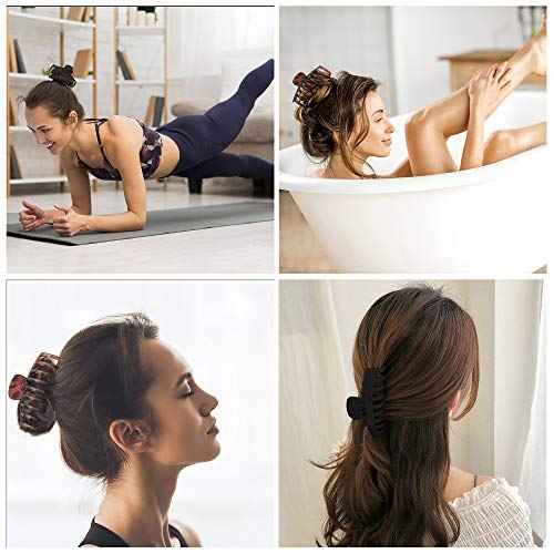 OWIIZI Large Hair Claw Clips for Women 4.3" Matte Leopard Jumbo Hair Clips Non-Slip Ponytail Barrette Strong Hold Claw Clips for Girls Long Thick Hair (4Packs)