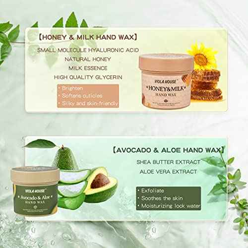VIOLA HOUSE Hand Mask, Hand Peeling Masks, Hands Care Exfoliate Hydrating, Hands Skin Repair Renew Mask Wax For Cracked Hands, Dry, Aging Hands 150g(Avocado & Aloe)