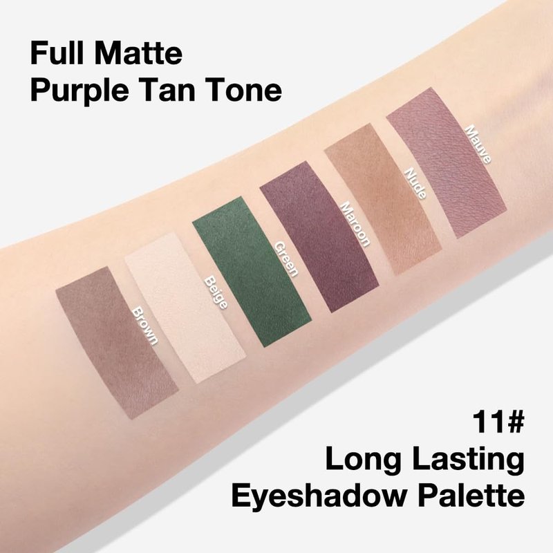evpct 6 Colors Mauve Eyeshadow Palette Matte, Mauve Taupe Rosy Brown Eggplant Purple Forest Green Vanilla Nude Brown High Pigment Mini Travel Eye Shadow Palette Makeup for Older Women, Built in Mirror