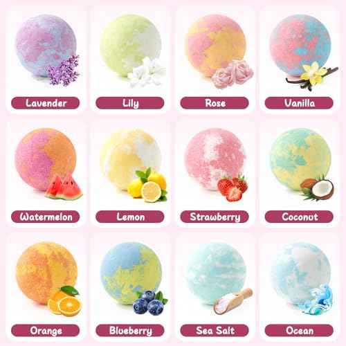 Bath Bombs for Kids with Surprise Inside for Girls Boys, 12 Pack Kids Bath Bombs with Dog & Cat Toys Pretend Playset Handmade Bubble Bath Fizzies Birthday Christmas Gift Set