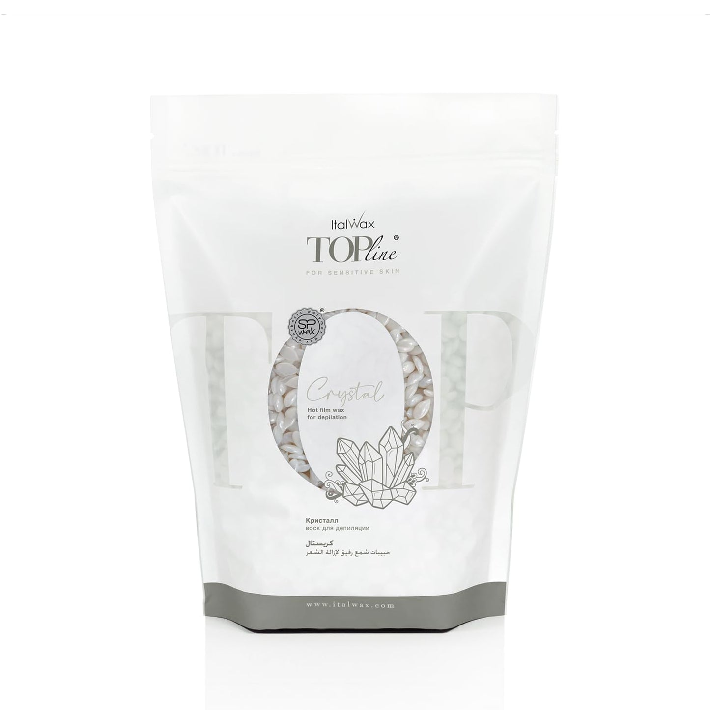 Italwax Top Line Crystal Hard Wax Beads 1.65 lb (750 g) – Ultra-Delicate Unscented Wax with No Colorants, Semi-Creamy Texture for Facial Areas, Professional Use – Made in Italy