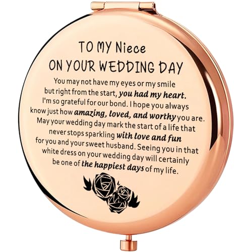 WSNANG to My Niece On Her Wedding Day Gift Niece Wedding Makeup Mirror Bridal Shower Gift for Niece from Aunt Bride Gift (NieceWedding Mirror)