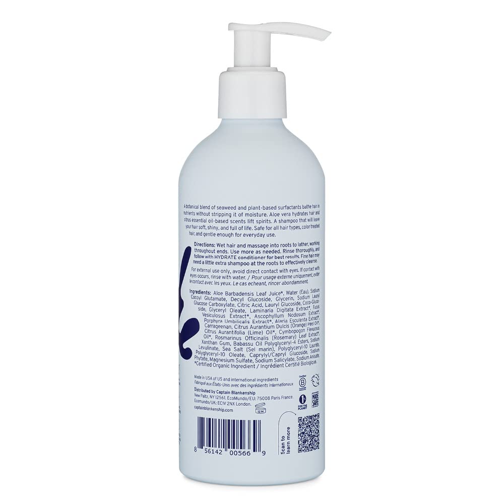 Captain Blankenship Cleanse Shampoo | Nourishes, Hydrates & Restores Shine to Dry, Dull Hair | Color-Safe, Organic, Sulfate-Free, Vegan Haircare - 10 oz