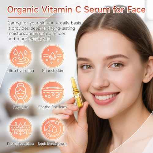 Vitamin C Face Serum, Hyaluronic Acid + Niacinamide + Ascorbic Acid, Anti Aging Facial Serum Ampoules for Wrinkles, Firmness & Moisturizing, Organic Vitamin C for Face with Three Boxes of 21 Ampoules