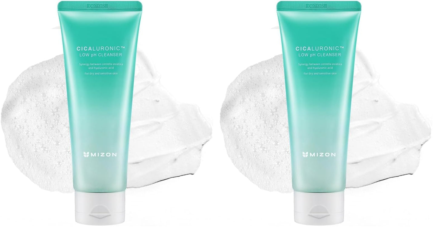 MIZON Cicaluronic Low pH Cleanser with Centella Asiatica Hyaluronic Acid BHA Sebum Care Blemish Care Dead Skin Cell Removal Korean Skincare (120ml/4.05fl oz) (Pack of 2)