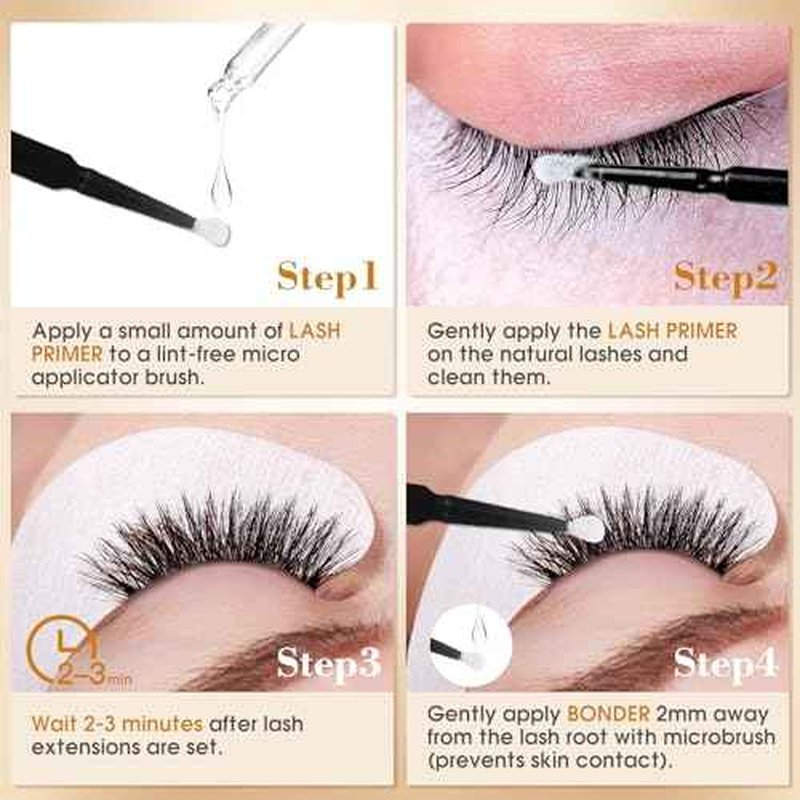 Lash Bonder and Primer Kit for Eyelash Extensions, Glue Accelerator Lash Sealant, Eyelash Extension Primer Protein Oil Remover, Adhesive Makeup Tools for Professional Use (15ml+15ml)
