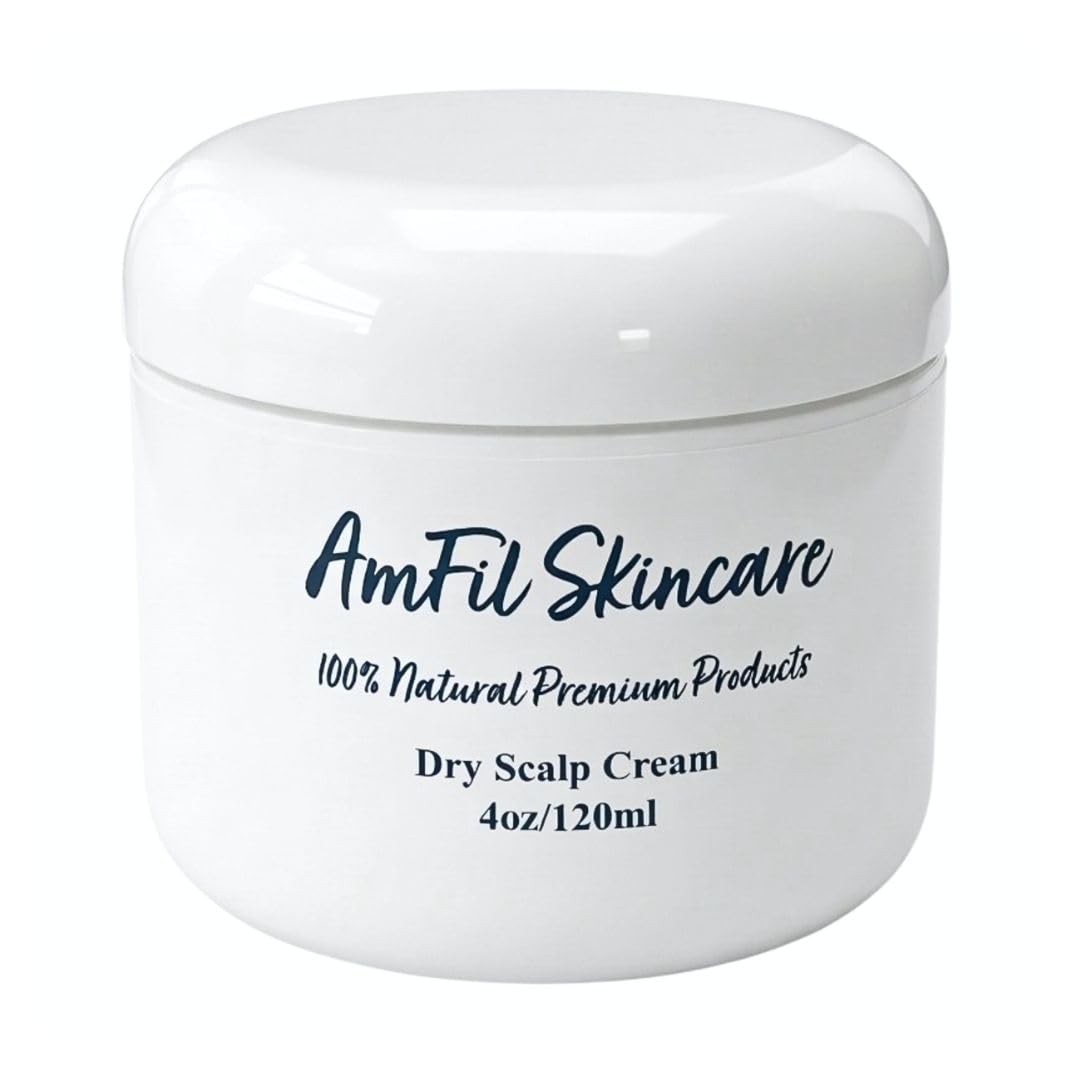 AmFil Skincare Dry Scalp Cream - Soothes Itchiness and Reduces Flakes for Dry, Sensitive Scalp - Gentle Relief for Eczema, Psoriasis and Seborrheic Dermatitis, 4 oz, 1-Pack