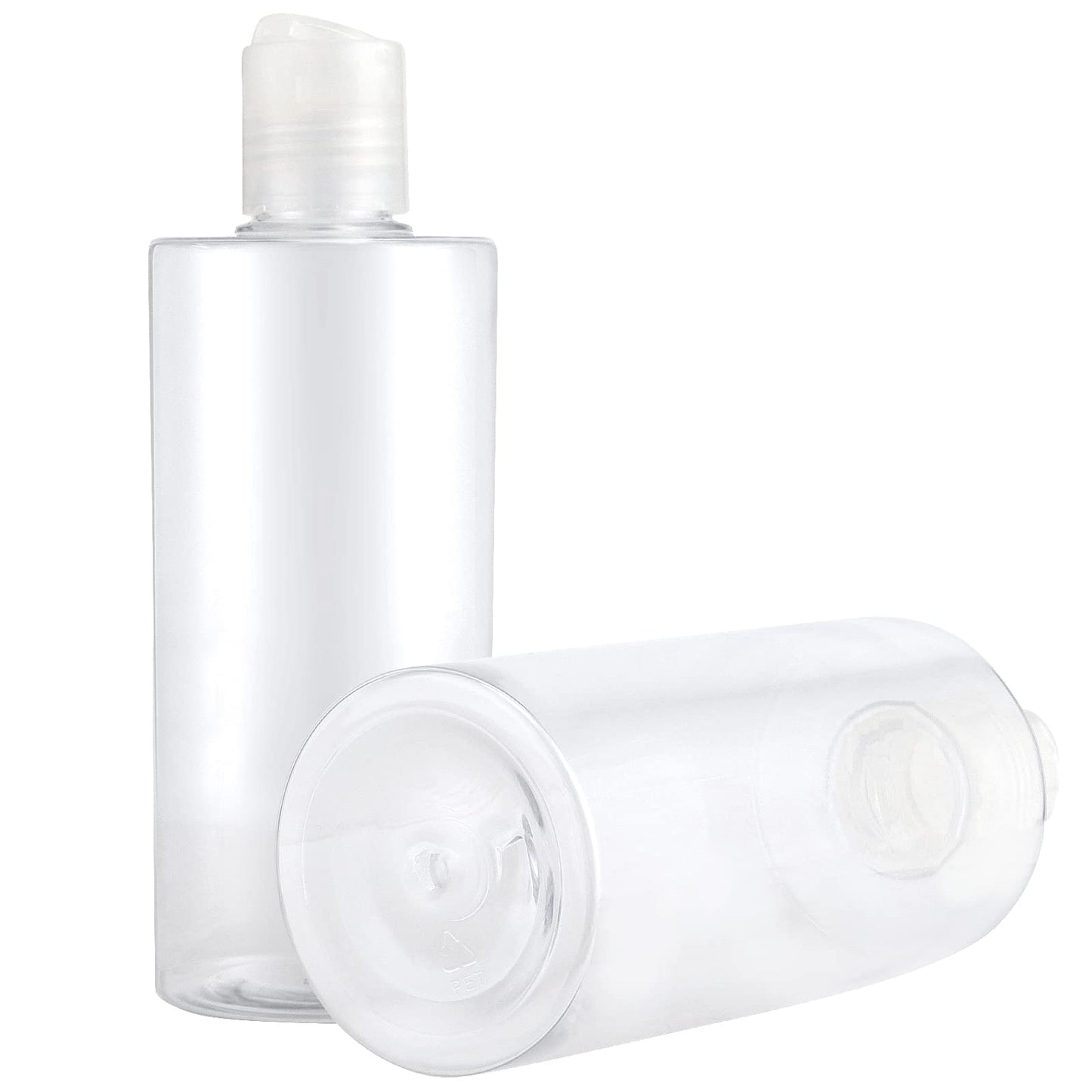 PINGEUI 24 Pack 8 Oz Clear Plastic Refillable Lotion Bottles, Plastic Empty Squeeze Bottles with Disc Top Flip Cap, BPA Free Travel Containers for Essential, Cream, Shampoo and Conditioner
