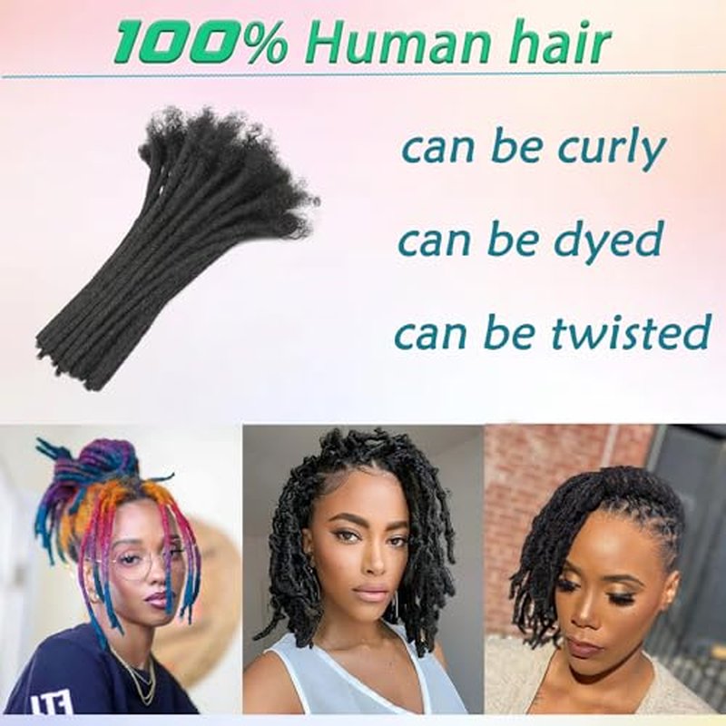 Human Hair Loc Extension 0.4cm 8Inch 30 Strands 100% Real Human Hair Dreadlock Extensions for Man/Women Handmade Lock Extensions Human hair