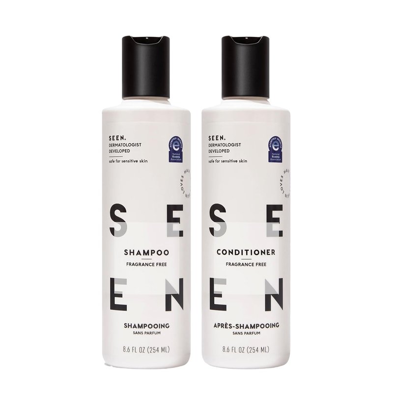 SEEN Shampoo & Conditioner Bundle, Fragrance-Free - Non-Comedogenic Hair Care Set, Dermatologist-Developed, Safe for Sensitive, Eczema & Acne-Prone Skin