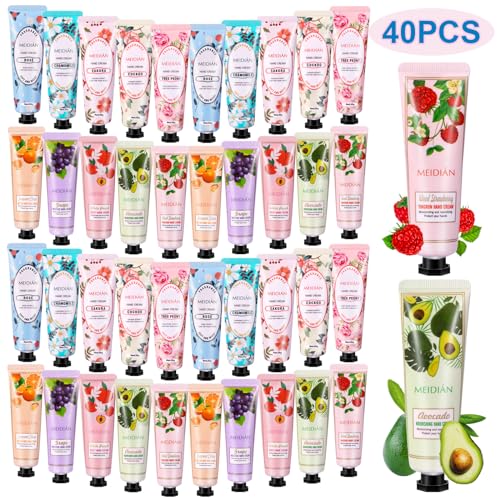 OFUN 40 Pack Hand Cream Gift Set for Women Mini Lotion Travel Size for Dry Cracked Hand Plant Fragrance Hand Care Moisturizing Cream for Christmas Mother's Day Valentine's Day (40 Pack)