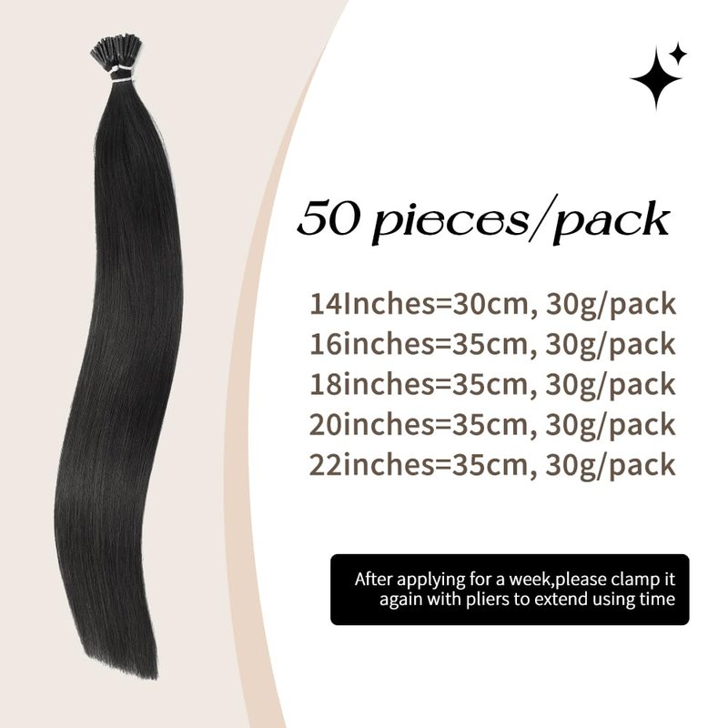 Boymia I Tip Human Hair Extensions #02 Dark Brown 20 Inch 50strands Cold Fusion Tip Extensions Straight Hair Itip Natural Hair Extensions