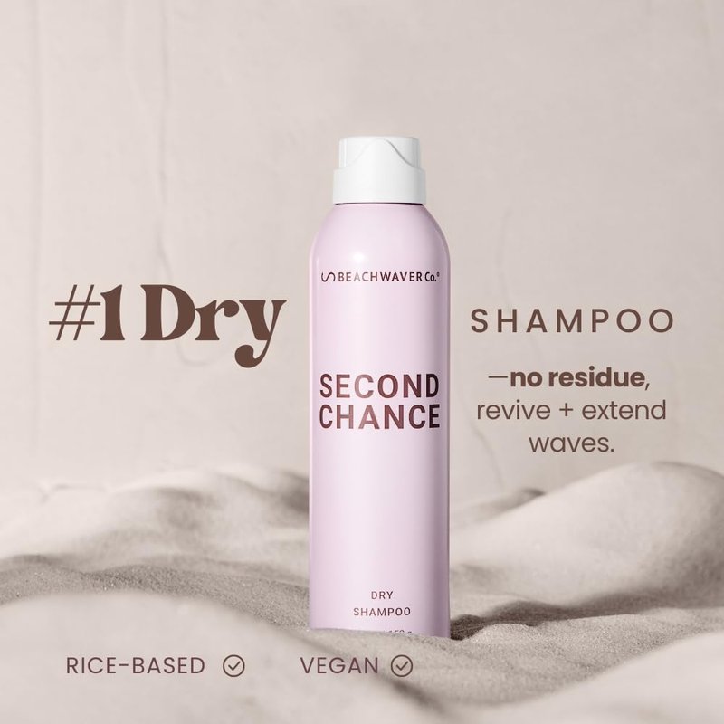 The Beachwaver Co. Second Chance Dry Shampoo - Travel Size (1.4 Oz) | Vegan Oil-Absorbing Rice Formula | Removes Oil & Moisture, Adds Volume, & Extends Style Life Between Washes | Brazilian Berry