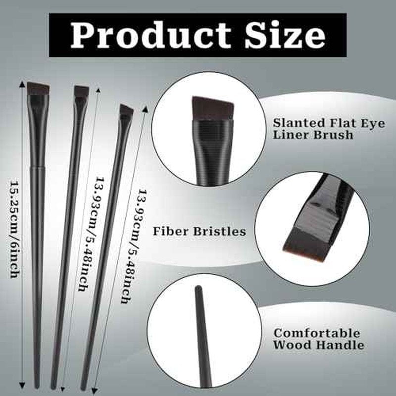12 Pack Angled Eyeliner Brush Set Eyebrow Brushes, Flat Eyebrow Tint Brush, Ultra Thin Makeup Brush, Fine Slanted Eyebrow Brush Applicator, Eye Makeup Brush Applicator
