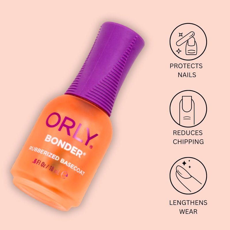 Orly Bonder | Nail Polish Base Coat | Rubberized Basecoat for Long-Lasting Manicures & Pedicures | Non-Toxic | 0.6 fl oz