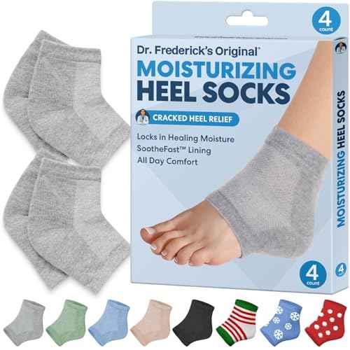 Dr. Frederick's Original Moisturizing Heel Socks for Dry Cracked Heels Treatment - Infused with Olive Oil, Jojoba Oil and Vitamin E - 2 Pairs - Stocking Stuffers for Adults - Original Formula