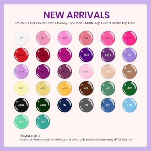 beetles Gel Polish Fall Gel Nail Polish Set Purple Orange Red Brown Black White Blue Nude Green 32 Colors All Seasons Kit with Base Glossy Matte Glitter Top Coat Gifts for Women Fingertips Canvas