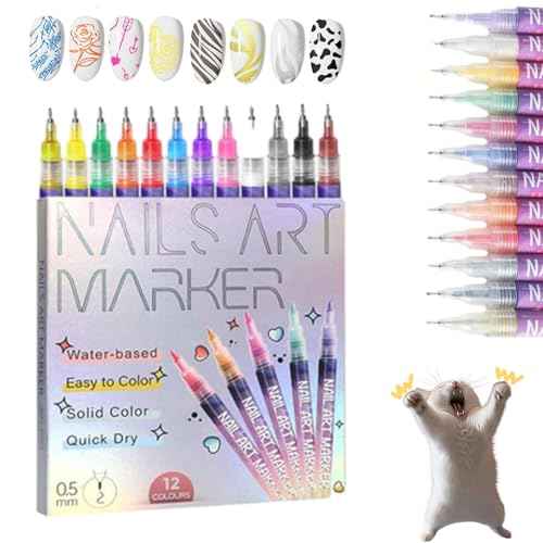 Nail Markers for Nail Art, Nail Art Markers, 12 Colors Nail Art Pens Set, Nail Art Markers 12 Colors Nail Art Pens Set, Dry Nail Art Nail DIY Decoration (1pcs)