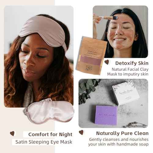 Natural Amor Spa Gift Set for Women 6 PCS? Relaxation Kit with Handmade Soap, Bath Bombs, Candle, Christmas Gift Box for Her, Self Care Birthday Gifts