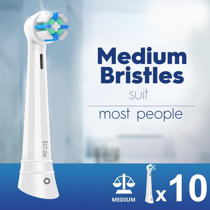 10Pcs Replacement Heads Intelligent Compatible with Oral B iO 2 3 4 5 6 7 8 9 10 Series Electric Toothbrush, IO Brush Heads with Medium Soft Bristles for Gum Care & Sensitive Teeth (White)
