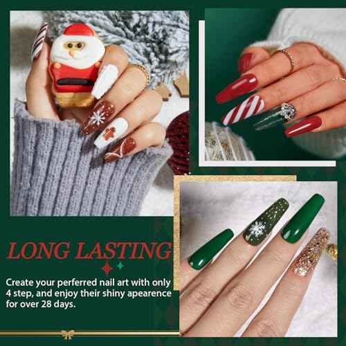 AZUREBEAUTY 42Pcs Dip Powder Nail Kit Starter, 32 Colors Green Nude Brown Blue Christmas Dipping Powder Set with Top/Base Coat & Recycling Tray for French Art Manicure Salon