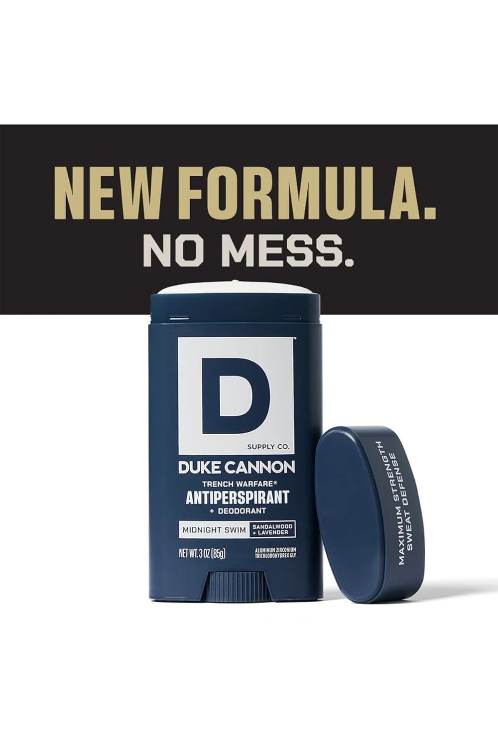 Duke Cannon Midnight Swim Antiperspirant Deodorant for Men – Trench Warfare® – Sandalwood + Lavender Scent – Aluminum-Based Sweat Protection – 3 oz – Long-Lasting & Skin-Soothing