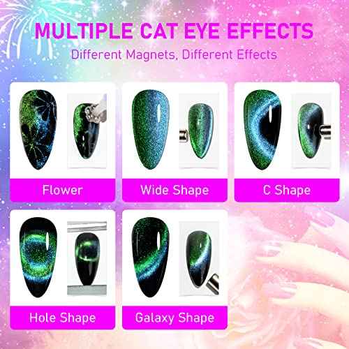 Cat Eye Gel Nail Polish with Magnet 9D Galaxy Cateye Manicure Soak Off UV DIY Salon Home Gift 12 Colors 7ml(0.24fl oz)