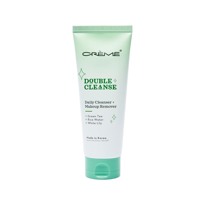 The Crème Shop Korean Skincare Double Cleanse 2-In-1 Green Tea Face Wash, Brightening Treatment, Acne Treatment, Calms Redness, Cleanses Pores, Makeup Remover & Facial Cleanser