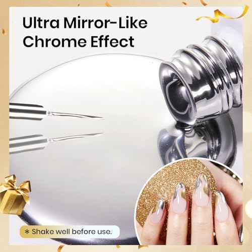 Beetles Metallic Gel Nail Polish Liner Set Silver Bronze Gold 2pcs Gel Liner Nail Art Chrome 3D High-Gloss Effect for Nail Paint Design with Thin Brush DIY French Manicure Curing Requires at Home