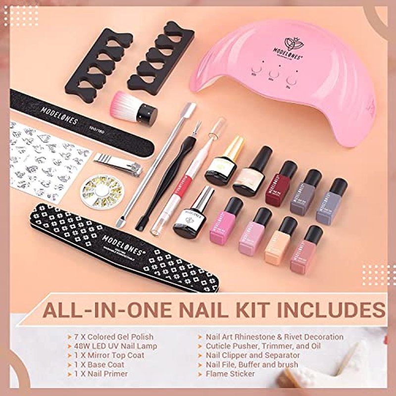 modelones Hema Free Gel Nail Polish 6 Colors Neutral Nude Set Nude Pink Quick Dry Winter Polish Manicure Diy Nail Art Home Salon Gift For Women Girl