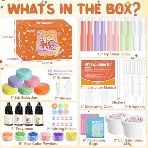JCOOS DIY Lip Balm Making Kit - Kids Crafts, Make Your Own Lip Gloss, Beeswax & Shea Butter, Moisturizing Tubes