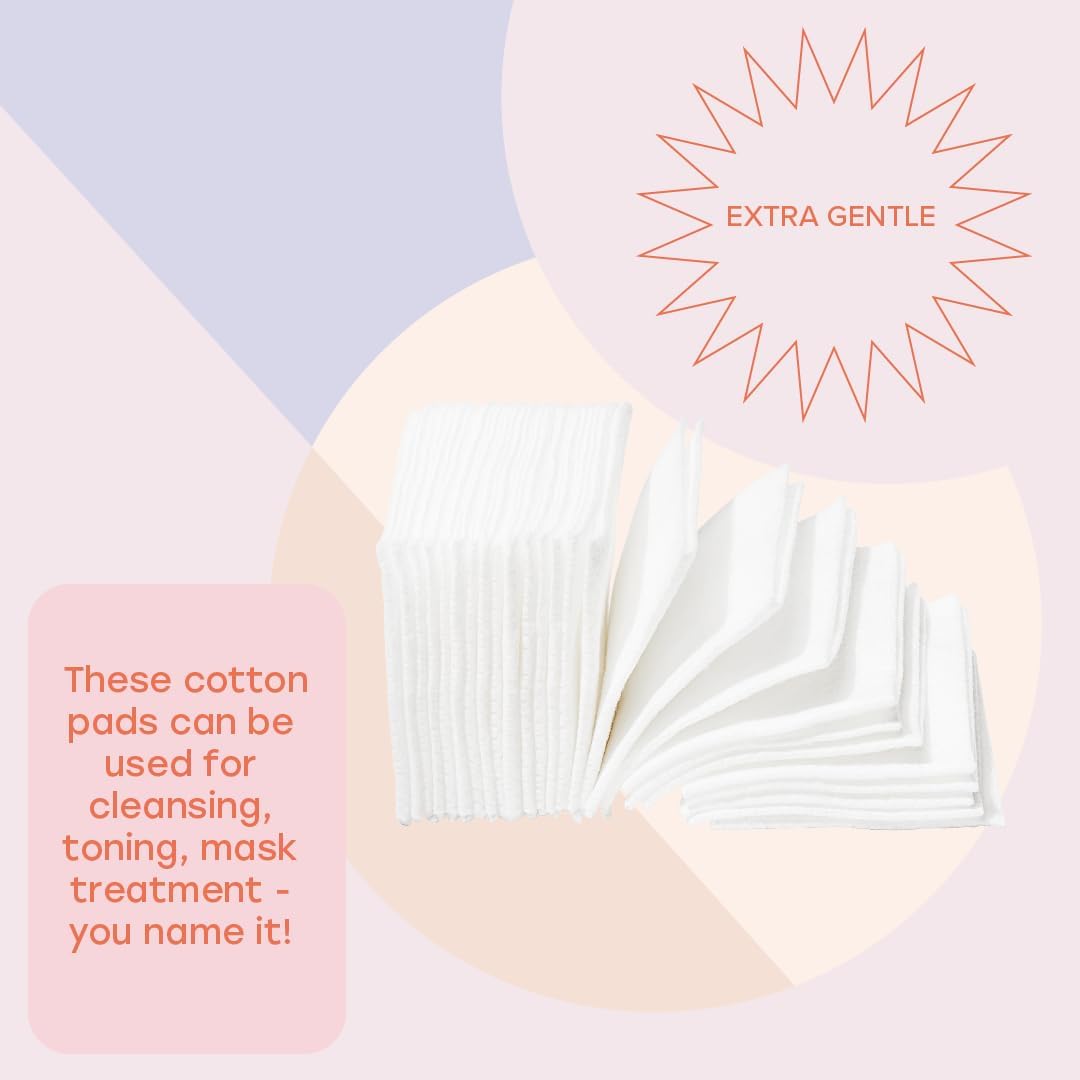 Naked Cotton Classic Pads - Premium 100% Unbleached Cotton for Toner, Makeup Removal & Masks | Lint-Free, Extra Soft (100 Count)