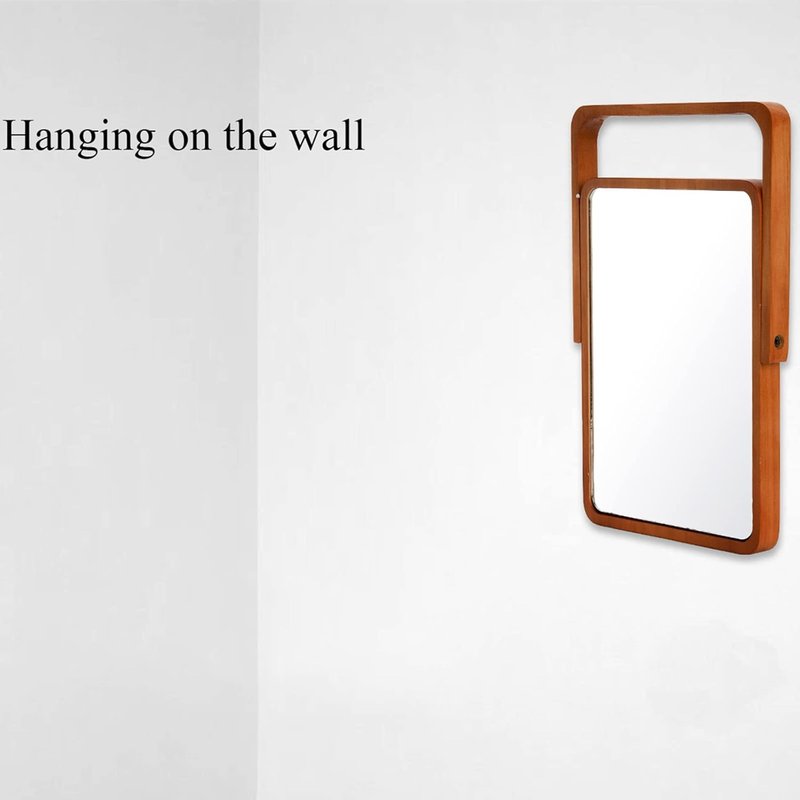 Vanity Mirror with Wood Stand - 360° Rotation Makeup Mirror | 10" Rectangle Portable Cosmetic Mirror in Pine