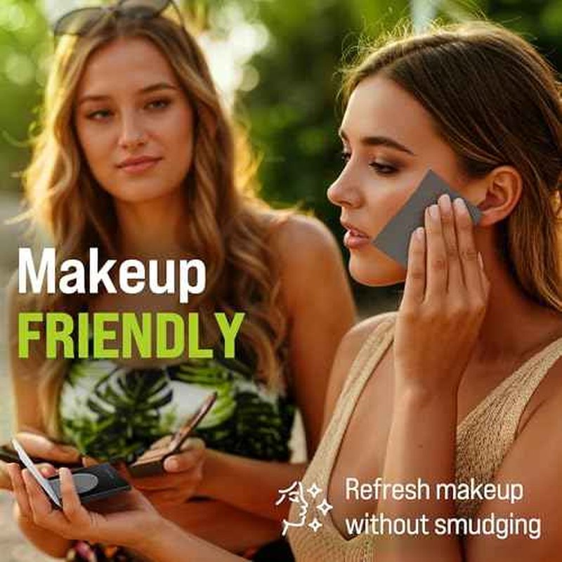 Natural Oil Blotting Sheets for Face with Bamboo Charcoal - 2pk/200 Makeup Friendly Oil Absorbing Sheets for Face - Blotting Papers for Oily Skin - Perfect for Keeping in Purse - Oil Control Film