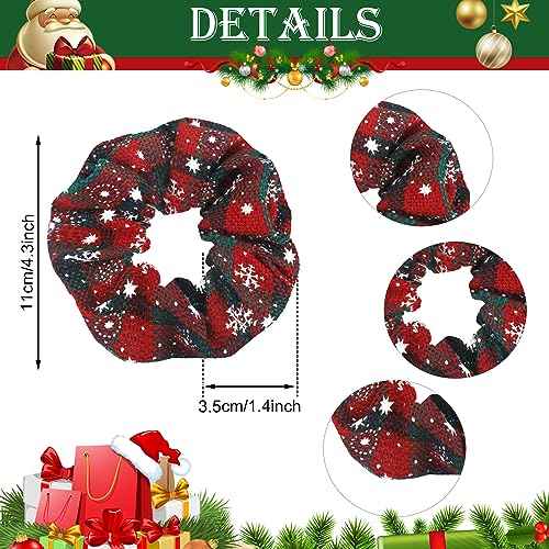 60 Pcs Christmas Scrunchies for Women Christmas Hair Scrunchies Bulk Holiday Scrunchies Velvet Soft Elastic Snowflake Ponytail Holder Plaid Christmas Scrunchie Gift Pack for Women