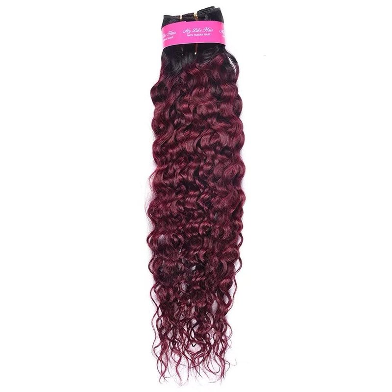 FEEL ME Ombre Water Wave Hair 1b/99j Dark Root Burgundy Ombre Brazilian Hair Bundles 8A Unprocessed Brazilian Virgin Hair 100% Ombre Human Hair Weave Bundles Extension 100g 16 Inch