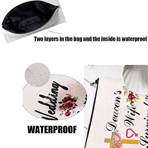 PXTIDY Deacon's Wife Survival Kit Pastor Wife Cosmetic Pouch Bible Study Deacon Spouse Gift Christian Deacon Toiletry Bag Deacon Mom Mother¡¯s Day Gift (beige)