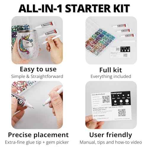 31000Pcs Rhinestones for Bedazzling, 3mm Bedazzler Kit with Flatback Rhinestones for Clothes Crafting Crafts Nails Clothing, Flat Back Resin Rainbow Colorful Colored Crystal with B 7000 Glue Clear